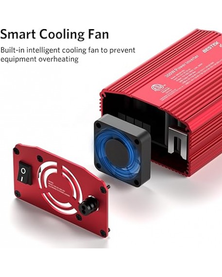 BESTEK 300W Car Power Inverter with 65W USB-C and QC3.0 Ports - 12V DC to 110V AC Converter